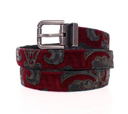 Red Velvet Baroque Leather Belt
