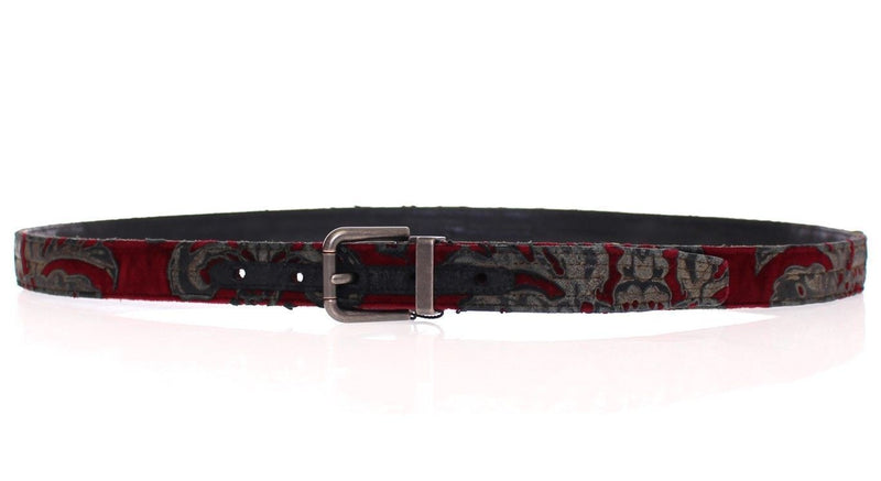 Red Velvet Baroque Leather Belt