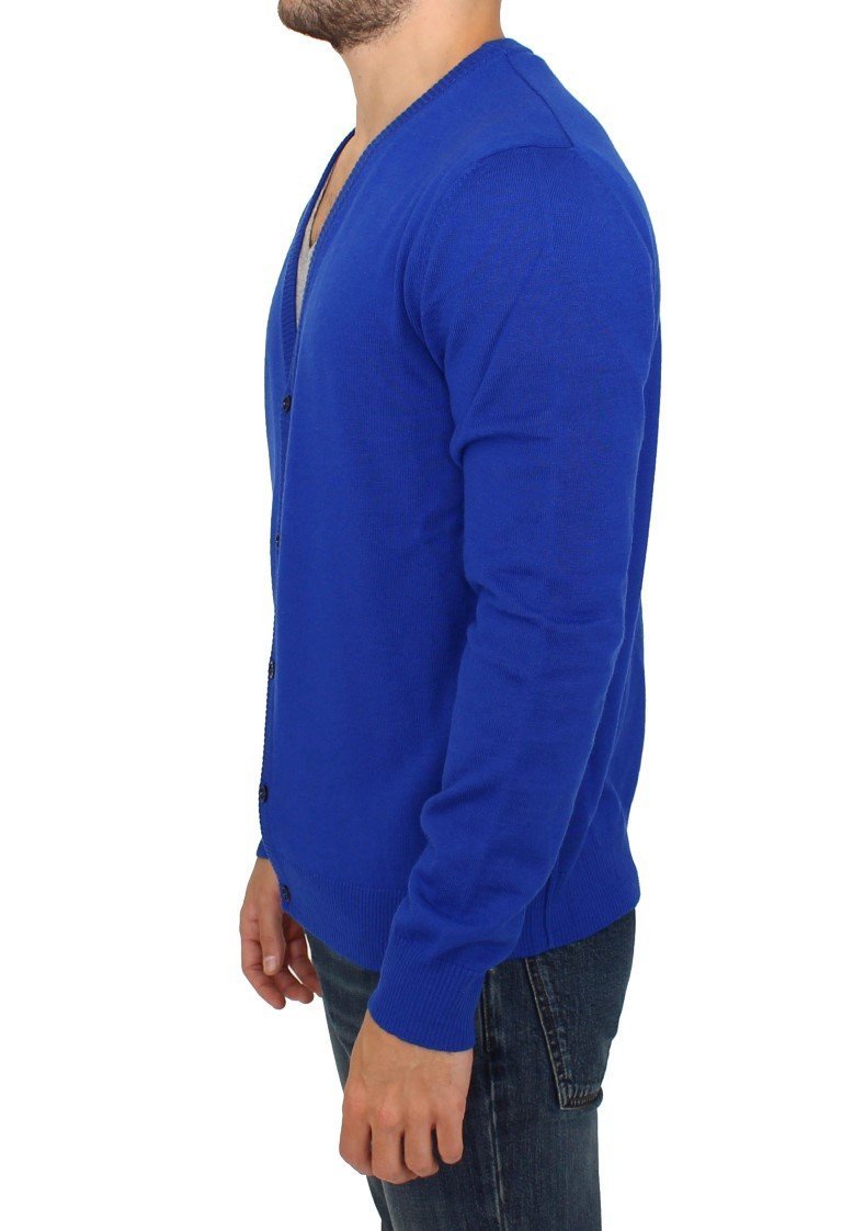 Blue wool cardigan sweater