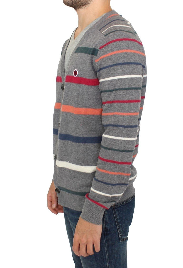 Multicolor stripes wool cardigan sweater