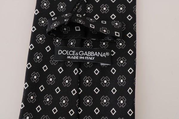 Black Silk Patterned Wide Tie