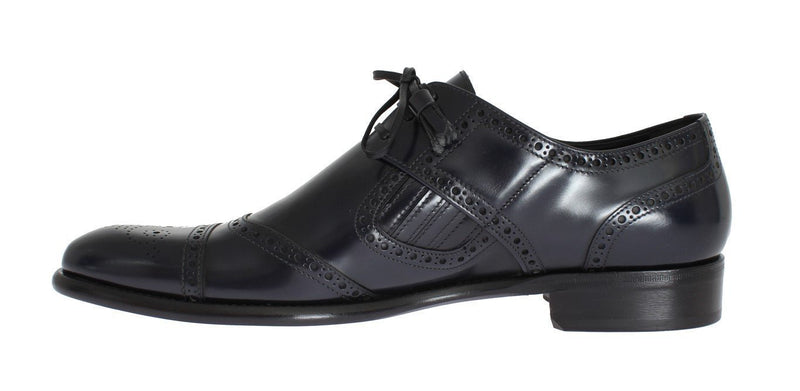 Blue Leather Dress Oxford Wingtip Shoes