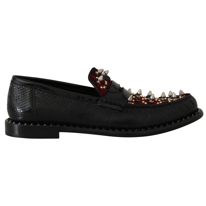 Moccasins Black Snakeskin Loafers
