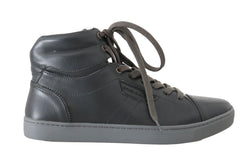 Gray Leather Mens High Top Sneakers