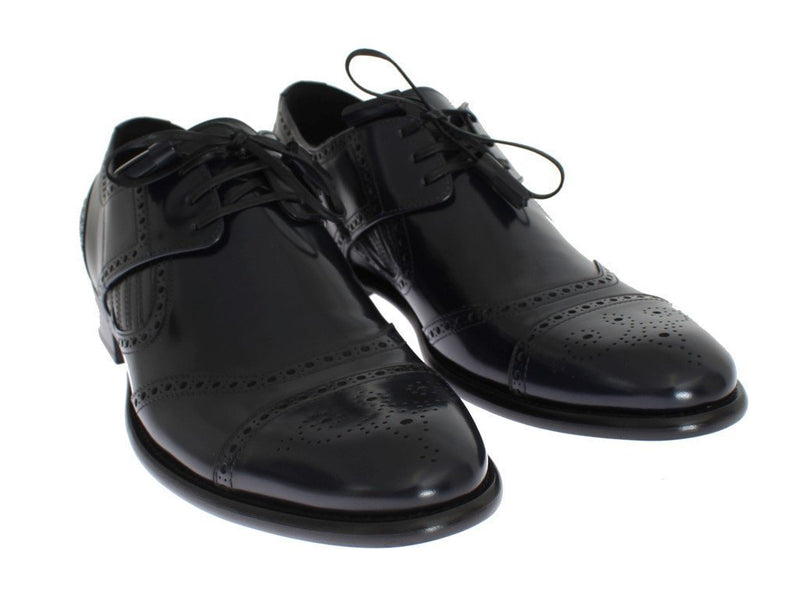 Blue Leather Dress Oxford Wingtip Shoes