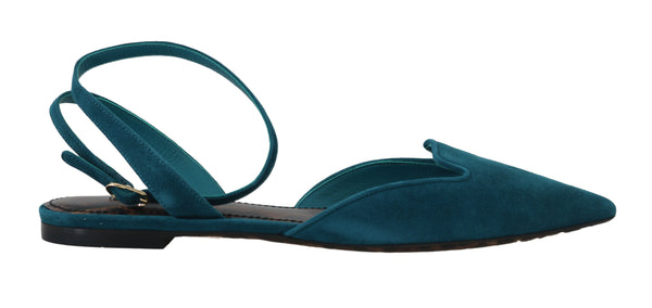 Flats Blue Suede Leather Ankle Strap