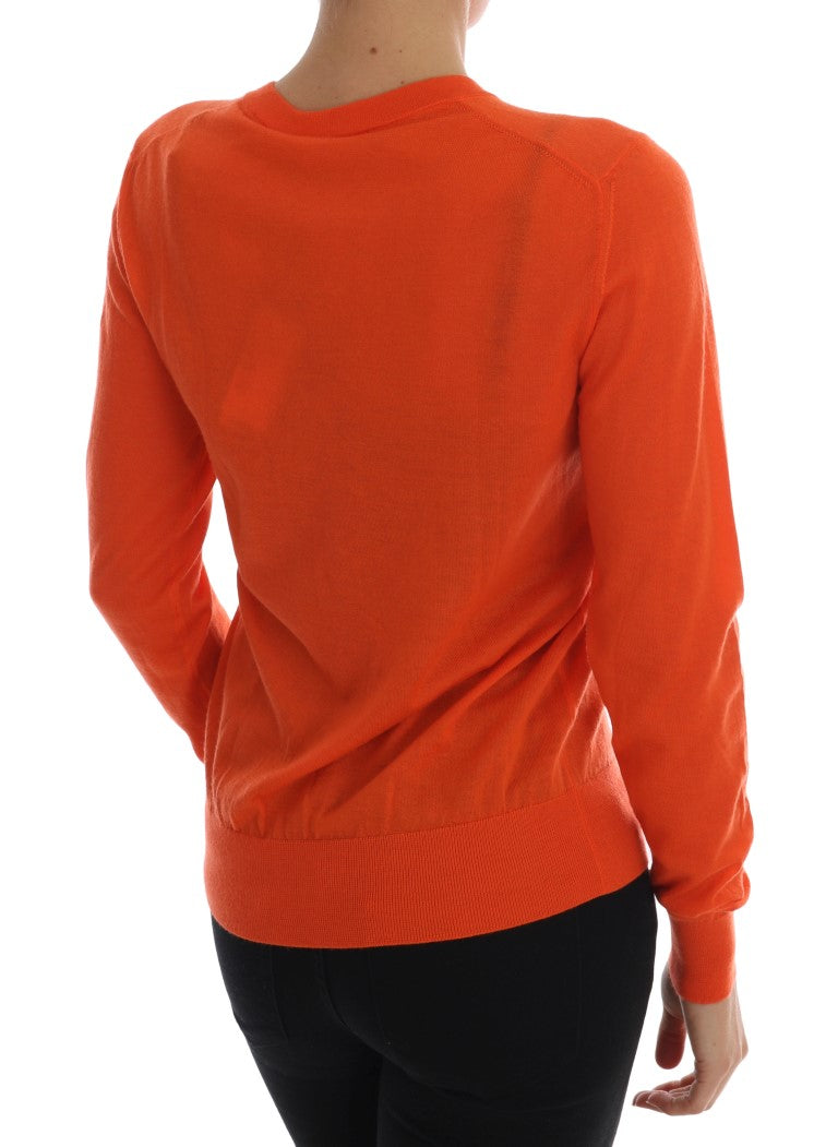 Orange Cashmere Cardigan Sweater