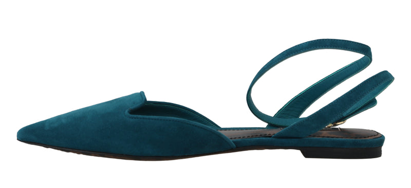 Flats Blue Suede Leather Ankle Strap