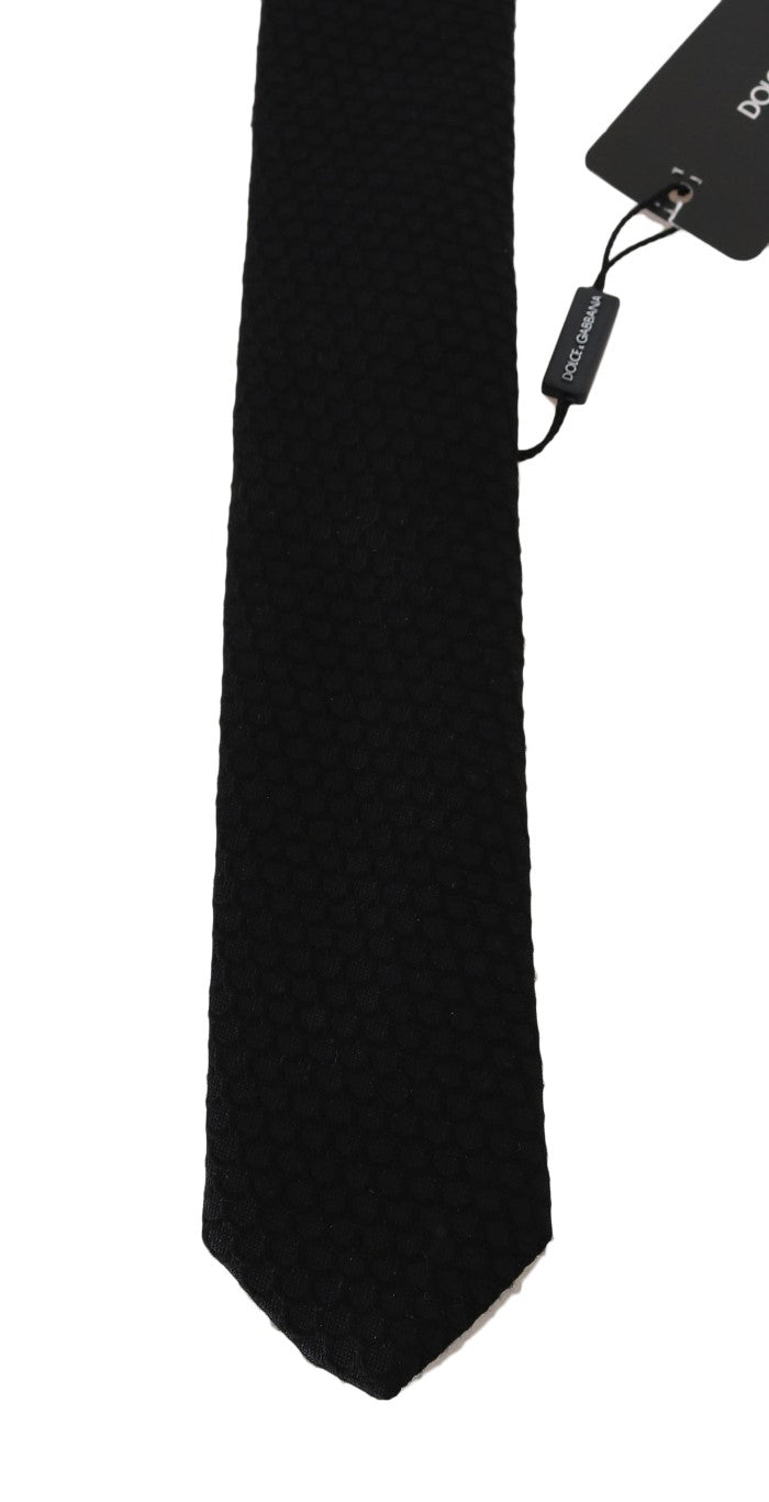 Black Silk Polka Dot Print Tie
