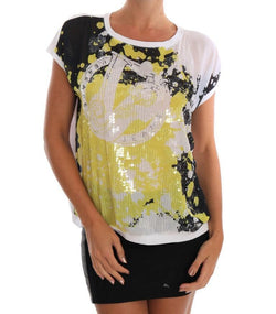 White Sequined Motive Print Blouse