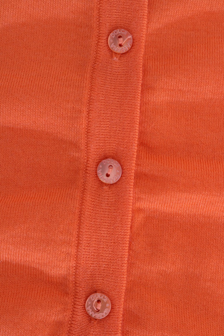 Orange Cashmere Cardigan Sweater