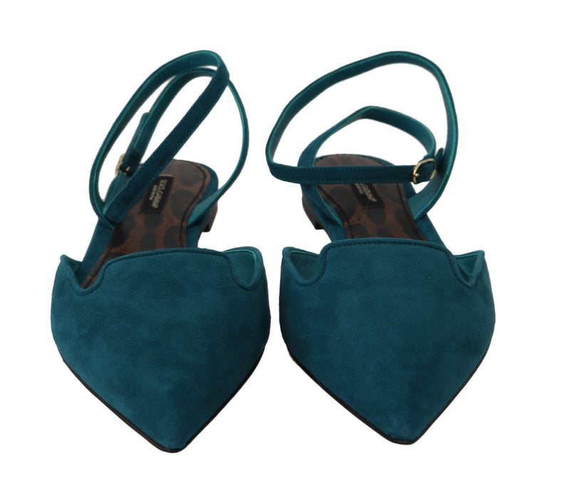 Flats Blue Suede Leather Ankle Strap