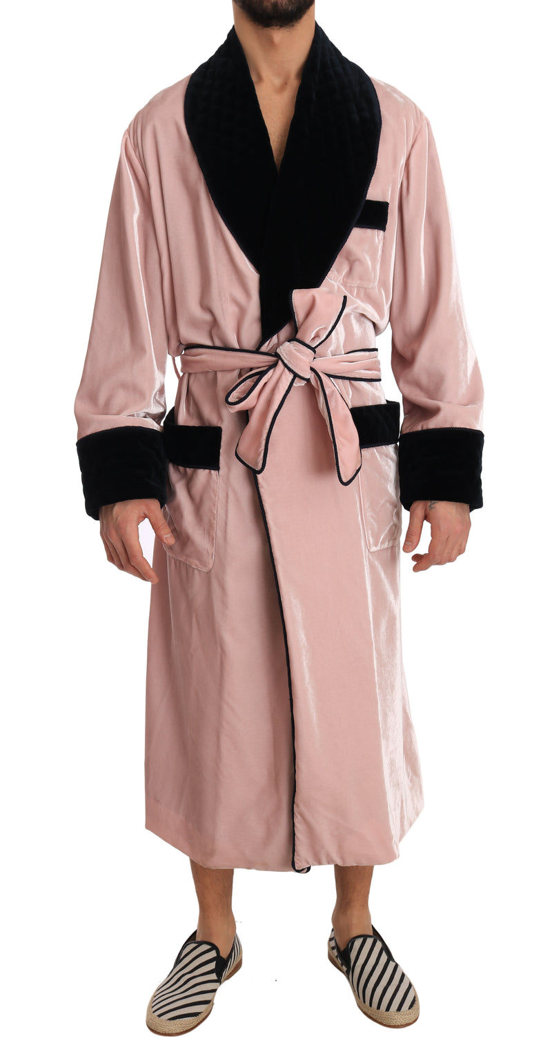 SILK Robe Nightgown Pink Velvet Black