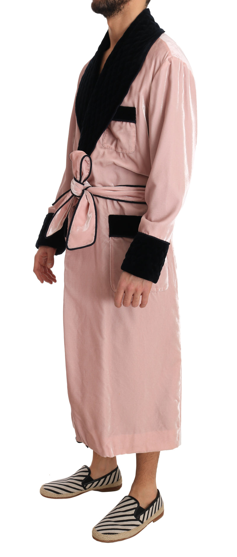 SILK Robe Nightgown Pink Velvet Black