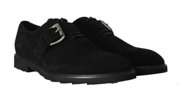 Black Suede Monkstrap Dress Formal Shoes