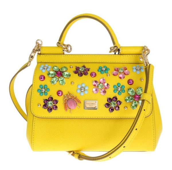 Yellow Leather Crystal SICILY Bag