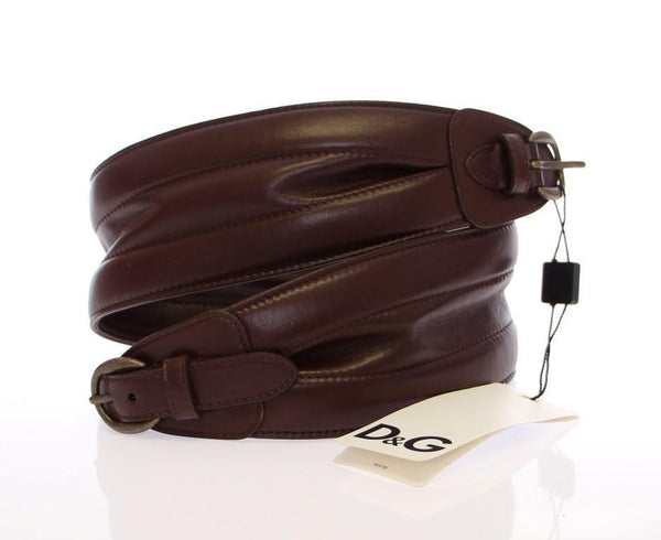 Brown Leather Logo Waist Belt