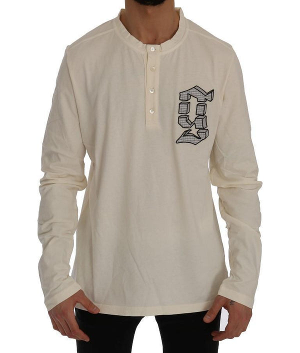 Beige Long Sleeve Henley T-Shirt