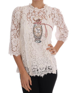White Lace Fairy Tail Sequin Blouse