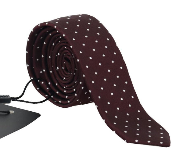 Bordeaux Silk Polka Dot Slim Tie