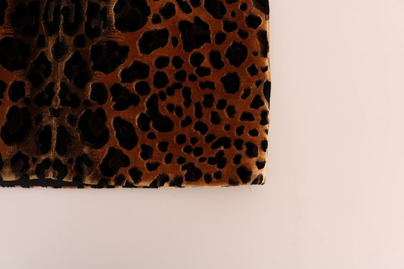 Brown Leopard Print Silk Sheath Dress