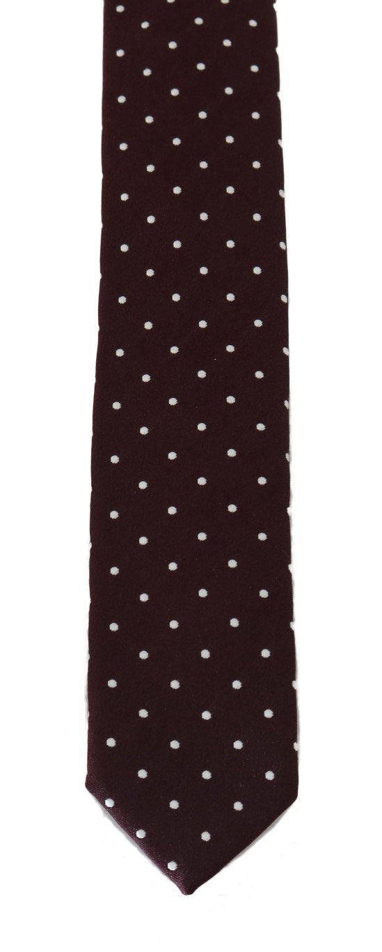 Bordeaux Silk Polka Dot Slim Tie