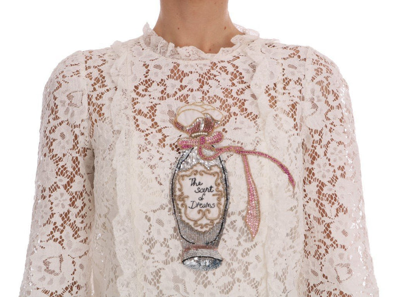 White Lace Fairy Tail Sequin Blouse