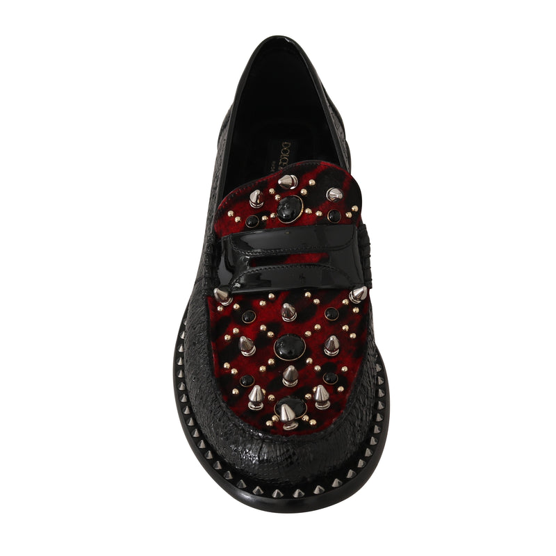Moccasins Black Snakeskin Loafers