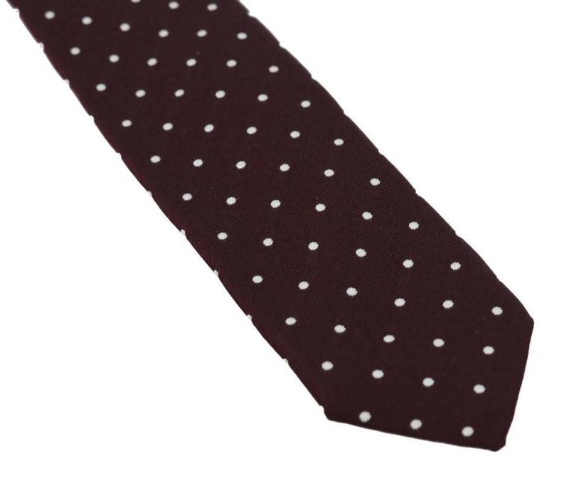 Bordeaux Silk Polka Dot Slim Tie