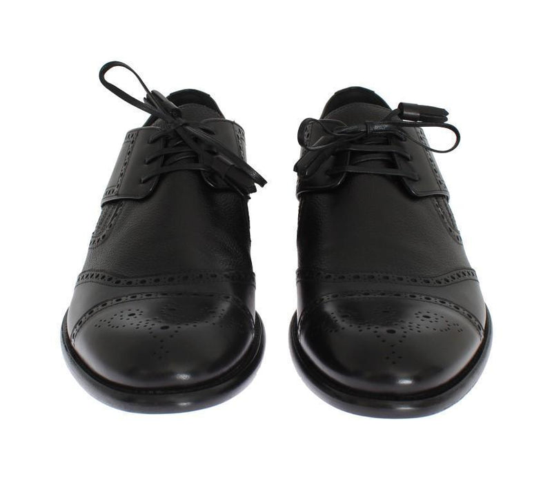 Black Leather Dress Oxford Wingtip Shoes