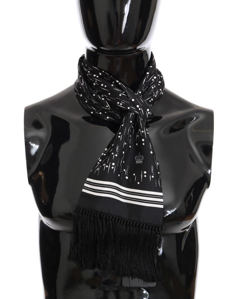 Black White Silk Scarf