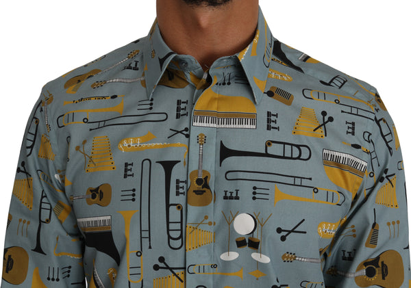 Blue Yellow Slim Fit GOLD Jazz Casual Shirt