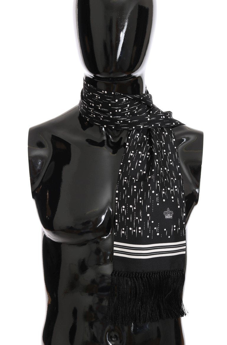 Black White Silk Scarf