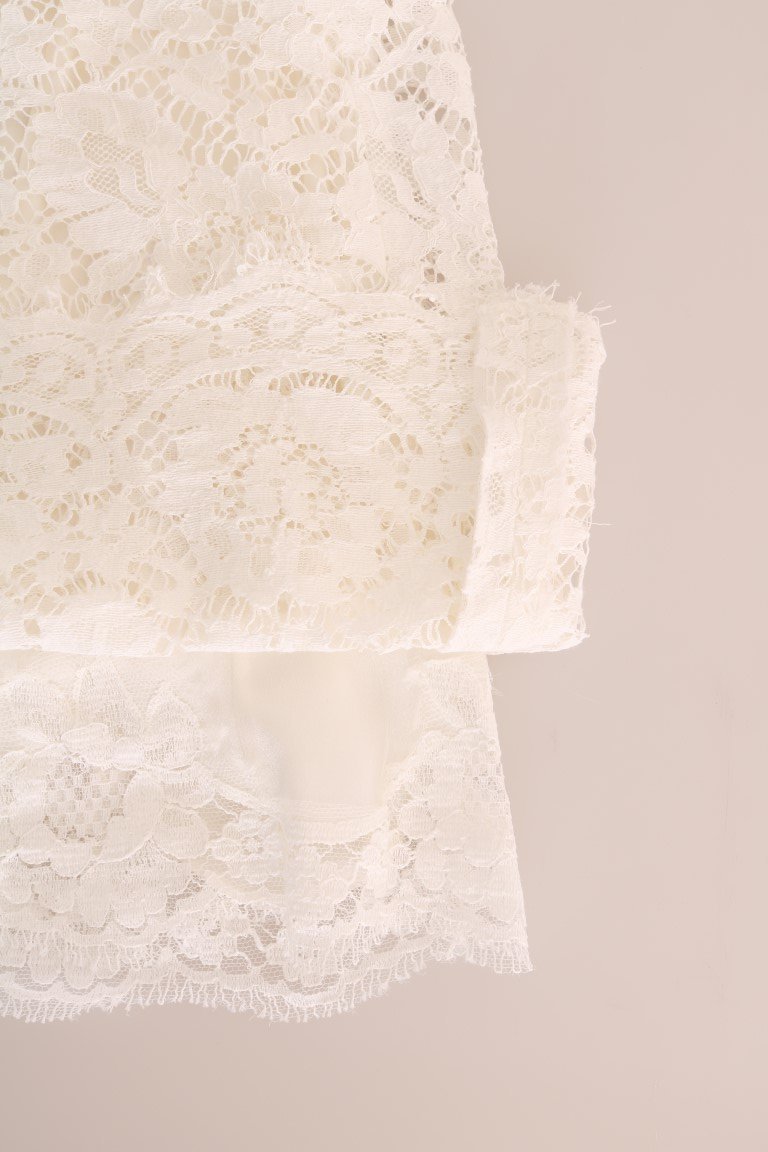 White Lace Fairy Tail Sequin Blouse