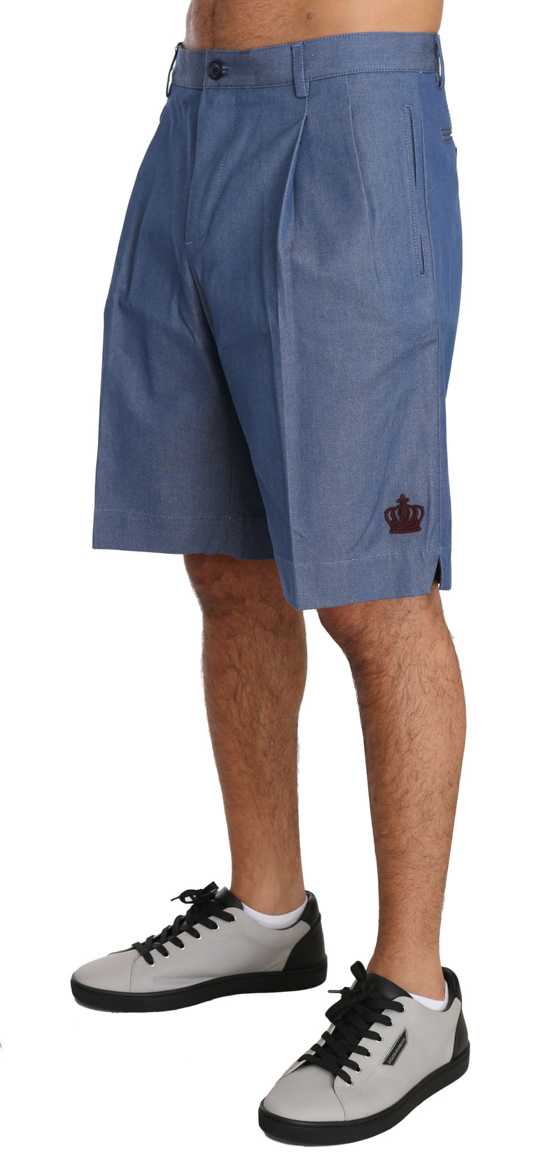BYX1306Blue Cotton Crown Chinos Knees High Shorts