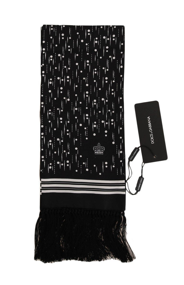 Black White Silk Scarf