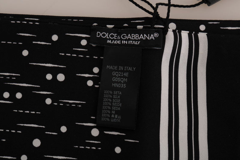 Black White Silk Scarf