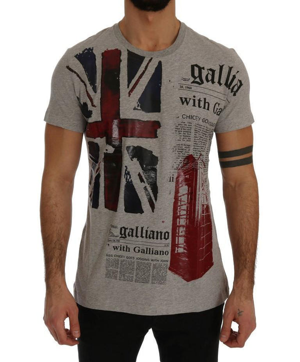 Gray Newspaper Print T-Shirt