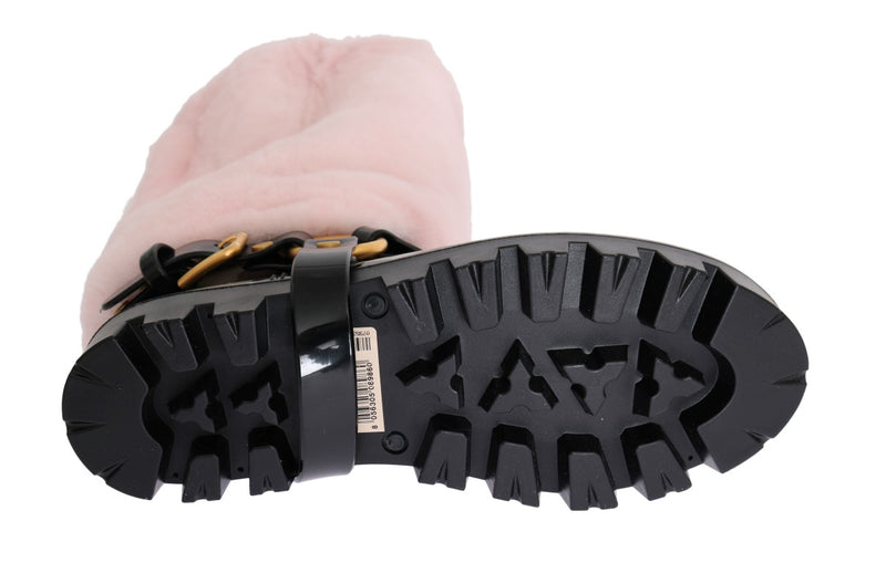 Pink Rubber Lapin Fur Rain Boots