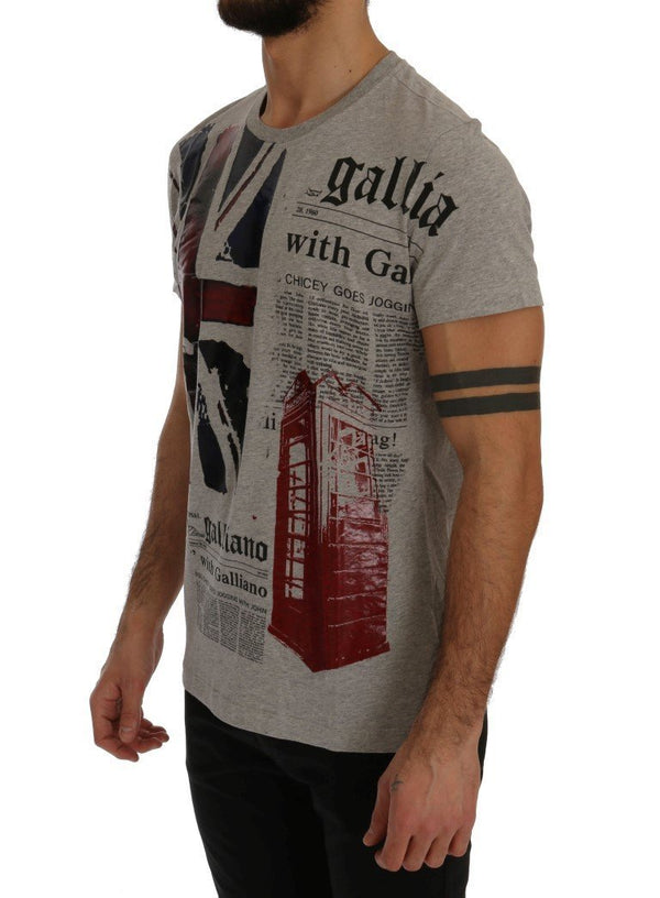 Gray Newspaper Print T-Shirt