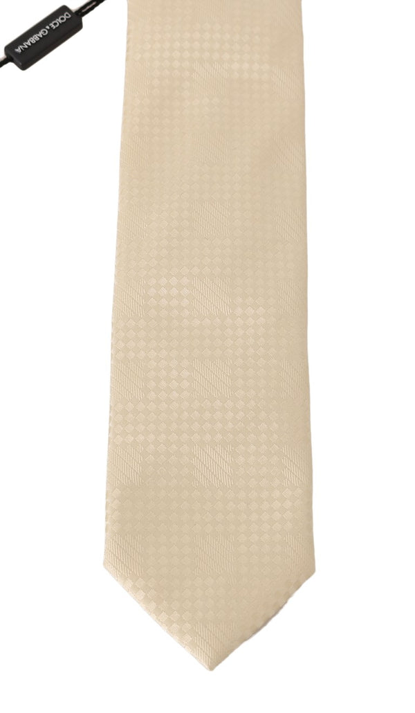 Beige Silk Patterned Classic Tie