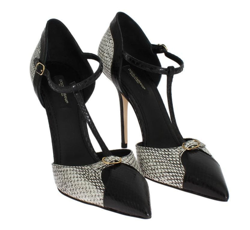 Silver Black Snakeskin Ayers Pumps