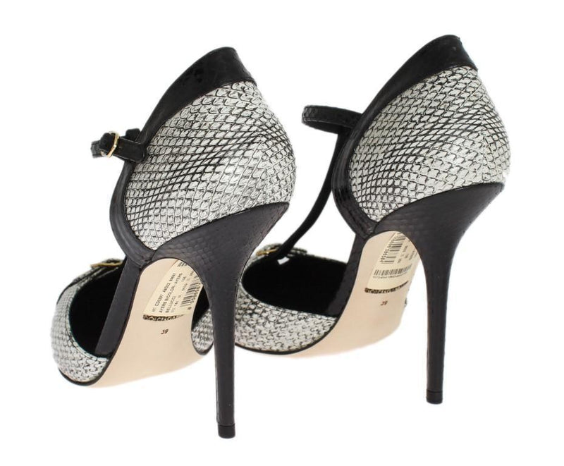 Silver Black Snakeskin Ayers Pumps