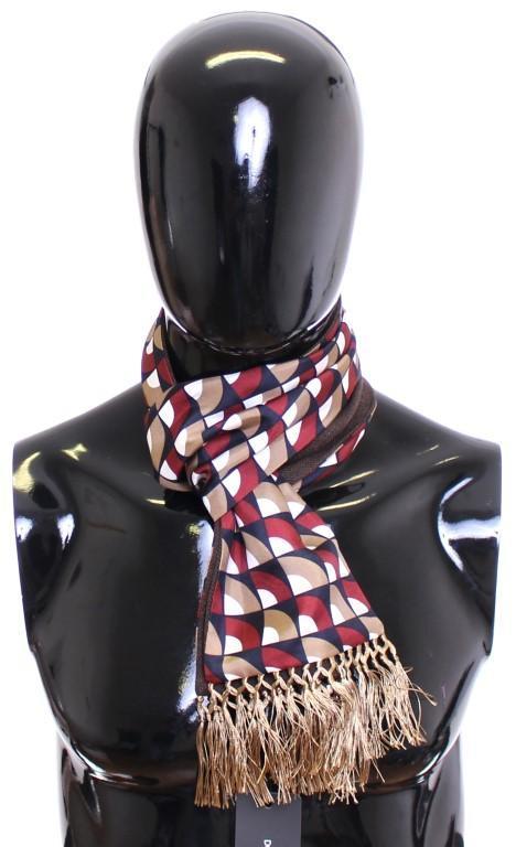 Scarf Men's Blue Red Beige Pattern Silk Cashmere