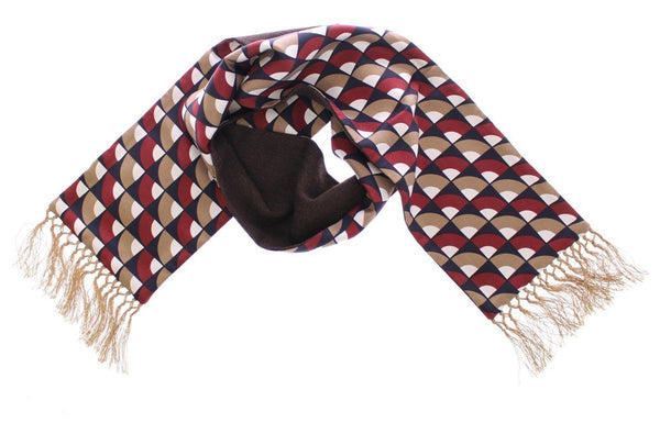 Scarf Men's Blue Red Beige Pattern Silk Cashmere