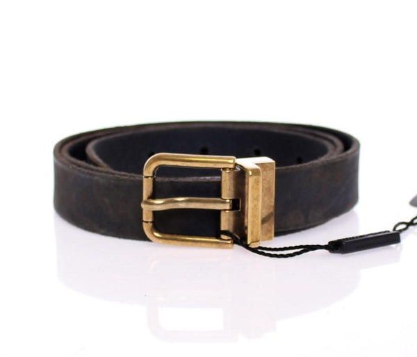 Black Spotted Leather Logo Belt