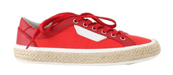 Red Leather Cotton Sneakers