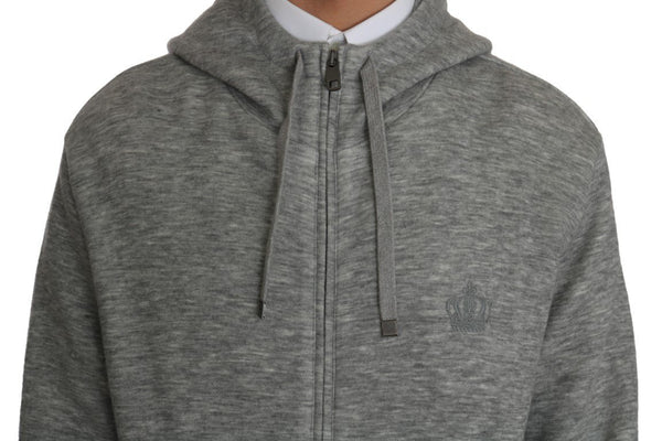 Gray Sweater Hooded Zipper Cashmere