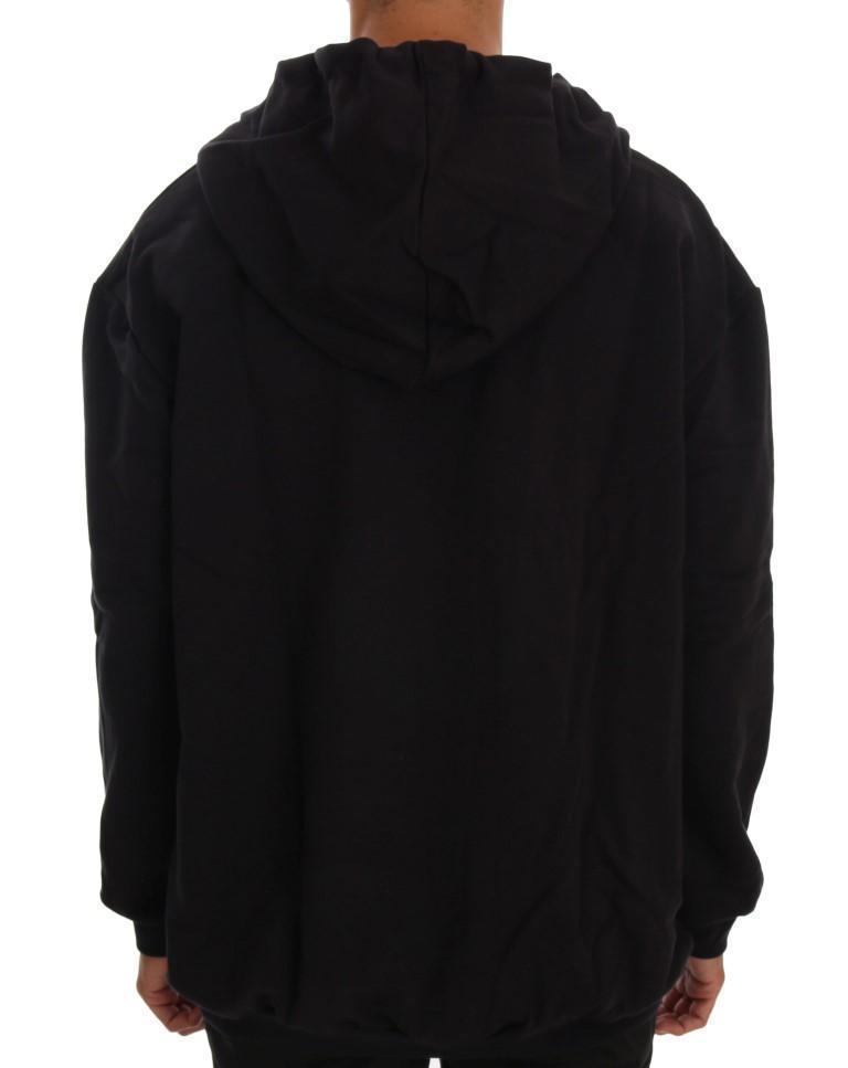 Black Full Zipper Hodded Cotton Sweater