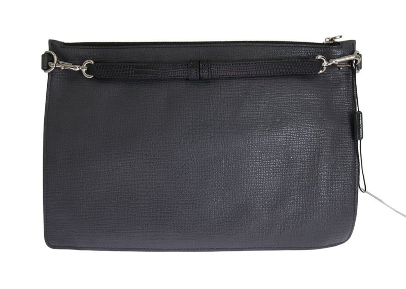 Gray Lizard Leather Wristlet Messenger Bag
